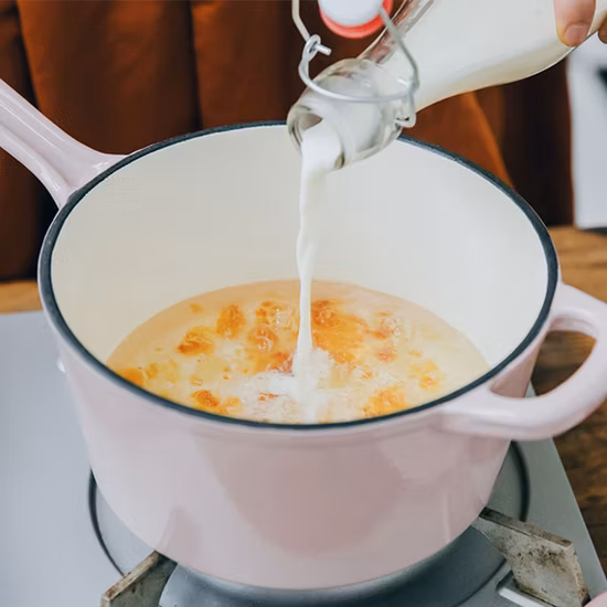 Enamel Cast Iron Saucepan with Long Handle