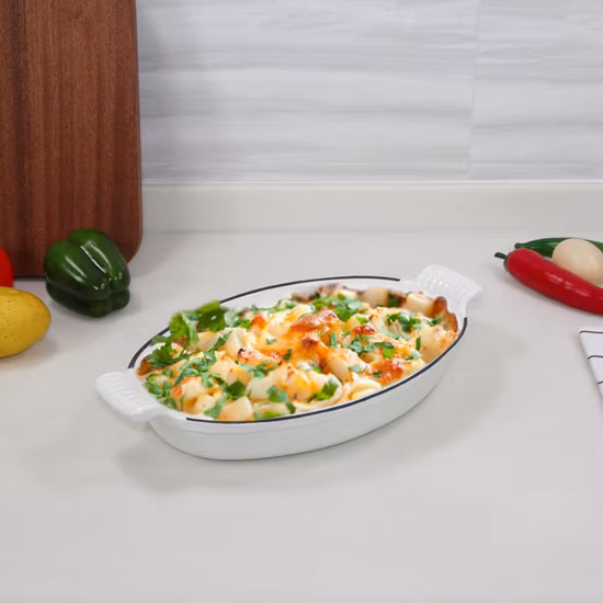 Fish Shape Customized Color Enamel Oval Cast Iron Baking Dish Baking Fish Roasting Dish