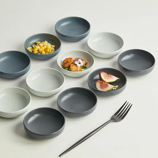 Mini Round Ceramic 4 Inch Deep Dipping Sauce Dish for Restaurant