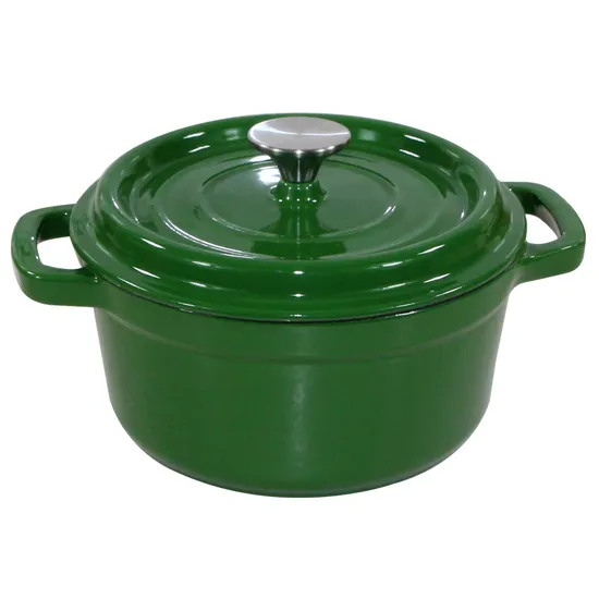 20cm Green Enamel Dutch Oven Cast Iron Round Serving Casserole Dish
