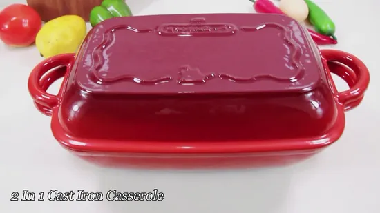 Combo Cooker Enamel Cast Iron Baking Dish with Double Use Lid as Grill