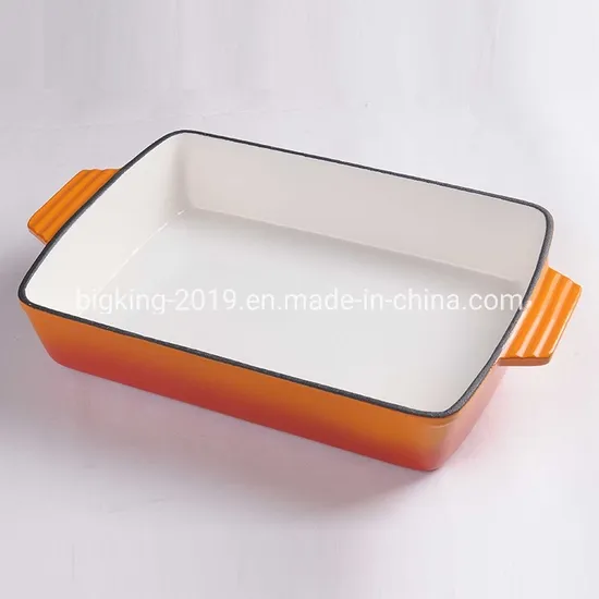 Colored Enamel Rectangle Cast Iron Baking Dishes for Cooking