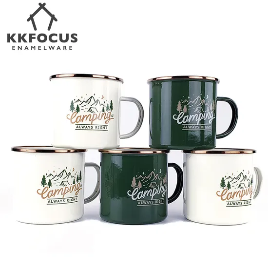 8cm Enamel Mug 12oz Enamel Cup Straight Enamel Cup Gift Cup Camping Mug