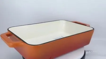 Cast Iron Rectangular Roaster, 30 Cm - Orange