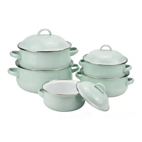 Factory Direct Sell BSCI Enamelware Manufacturer Carbon Steel Enamel Pot Kettle Saucepan with Milk Pan 