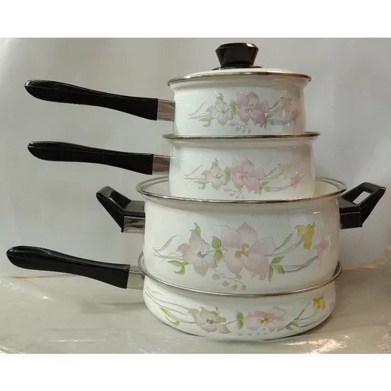Enamel Cookware Set Pot and Saucepan 7PCS 