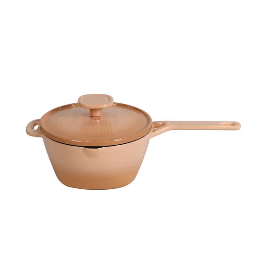 1.5 Qt Enamel Cast Iron Gradient Sauce Pan with Long Handle 