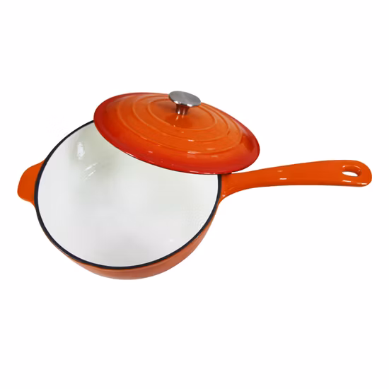 4qt Cookwin Orange Cast Iron Enamel Saucepan with Stainless Steel Knob Soup Pot