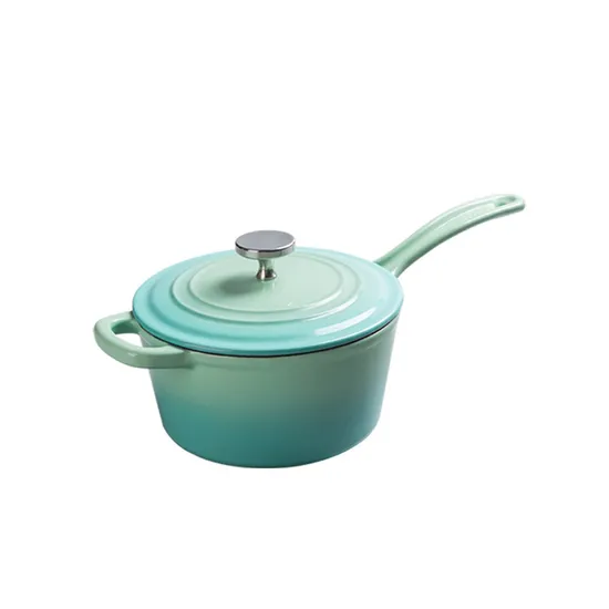 Enamel Cast Iron Saucepan with Long Handle 