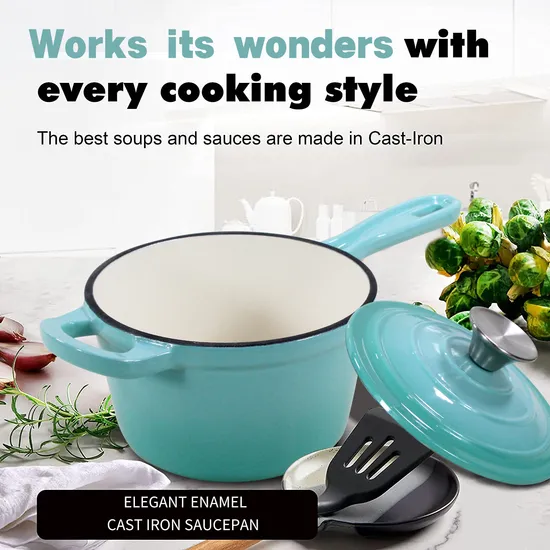 17 Diameters Hot Sale White Enamel Cast Iron Saucepan Cookware 