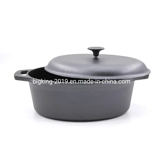 Seasoned Casserole Cast Iron Cooking Pot Oval Roaster 