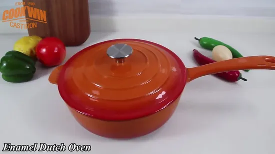 Orange Color Cast Iron Enamel Nonstick Saucepan 