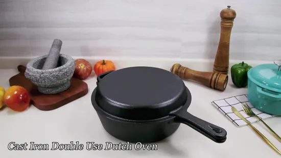 18cm Enamel Cast Iron Multipurpose Saucepan /Frypan, with Handle 