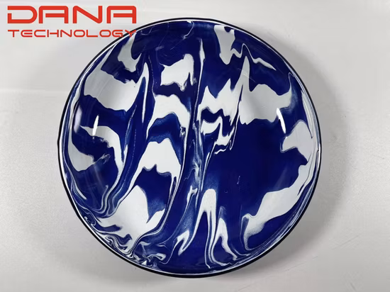 China Custom Logo Metal Rolled Rim Splash Spatter Salad Fruit Rice Enamelware Camping Sugar Enamel Mixing Bowl