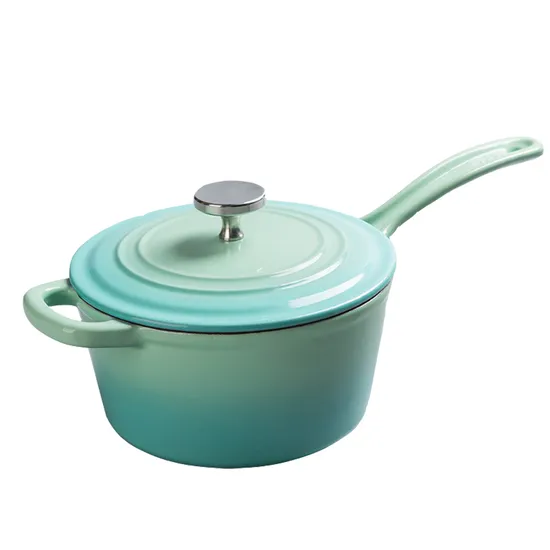 OEM Cream Enamel Coating Cast Iron Milk Pot Flat Bottom Pot Cast Iron Milky White Baking Pot Enameled Cast Iron Saucepan 