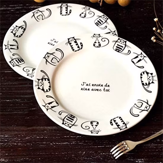 Metal Black Enamel Plate Steak Salad Dessert Enamel Dish