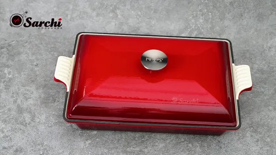 Cast Iron Cookware Square Casserole Roaster Enameled Baking Dish Pan 